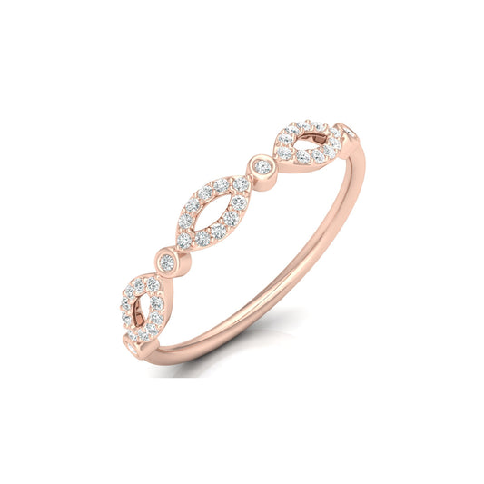 Marquise and Round Diamond Wedding Band Ring Stackable Design for Women in 14 KT Solid Gold - HIGHCARAT DIAMONDS