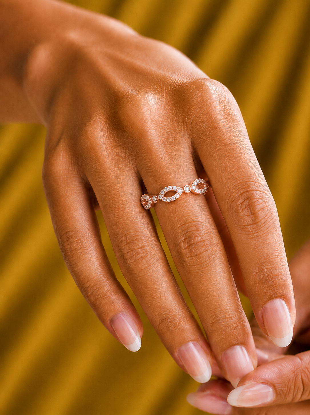 Marquise and Round Diamond Wedding Band Ring Stackable Design for Women in 14 KT Solid Gold - HIGHCARAT DIAMONDS