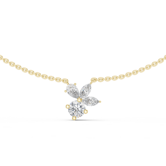 2.21 Carat Marquise ,Pear & Round Shape Lab Grown  Solitaire Vintage Four Stone Diamond Necklace For Party Wear Look - HIGHCARAT DIAMONDS