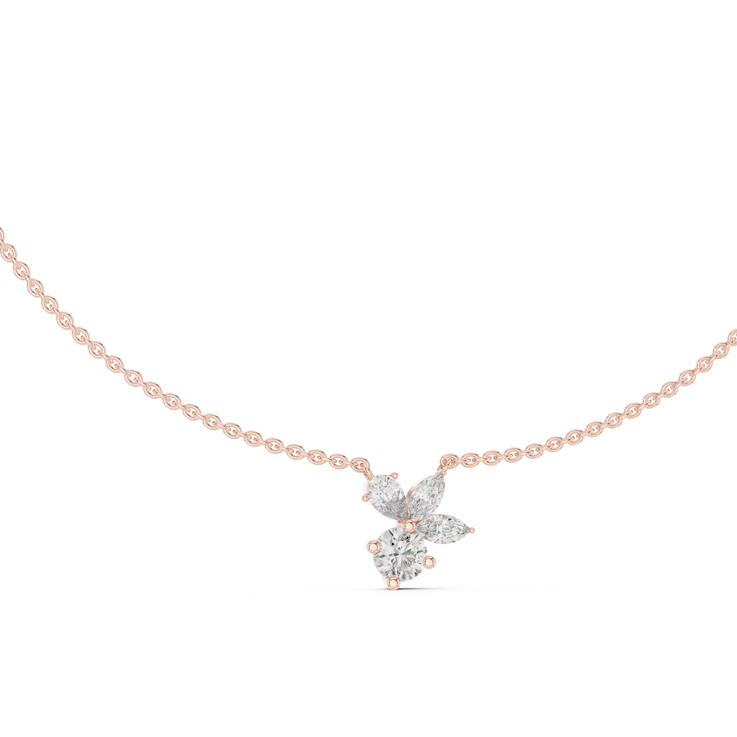 2.21 Carat Marquise ,Pear & Round Shape Lab Grown  Solitaire Vintage Four Stone Diamond Necklace For Party Wear Look - HIGHCARAT DIAMONDS