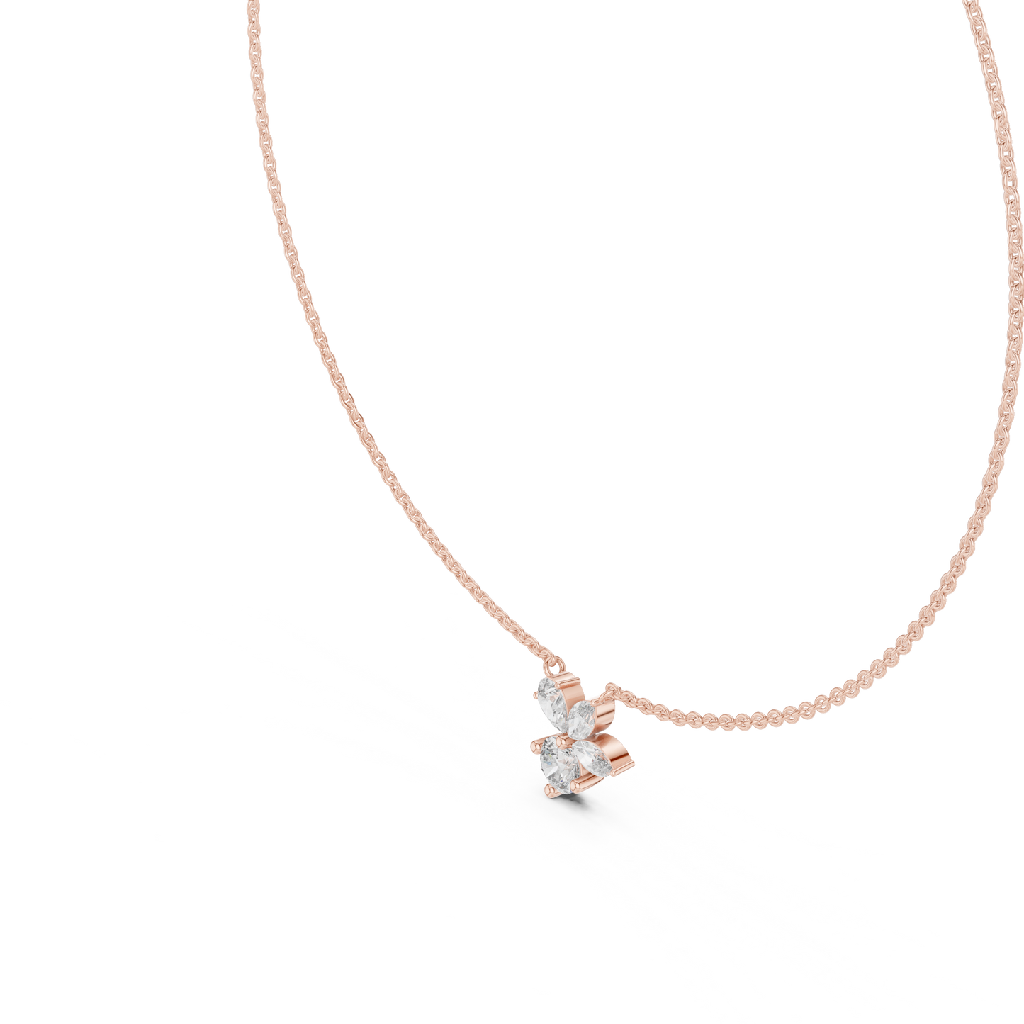 2.21 Carat Marquise ,Pear & Round Shape Lab Grown  Solitaire Vintage Four Stone Diamond Necklace For Party Wear Look - HIGHCARAT DIAMONDS
