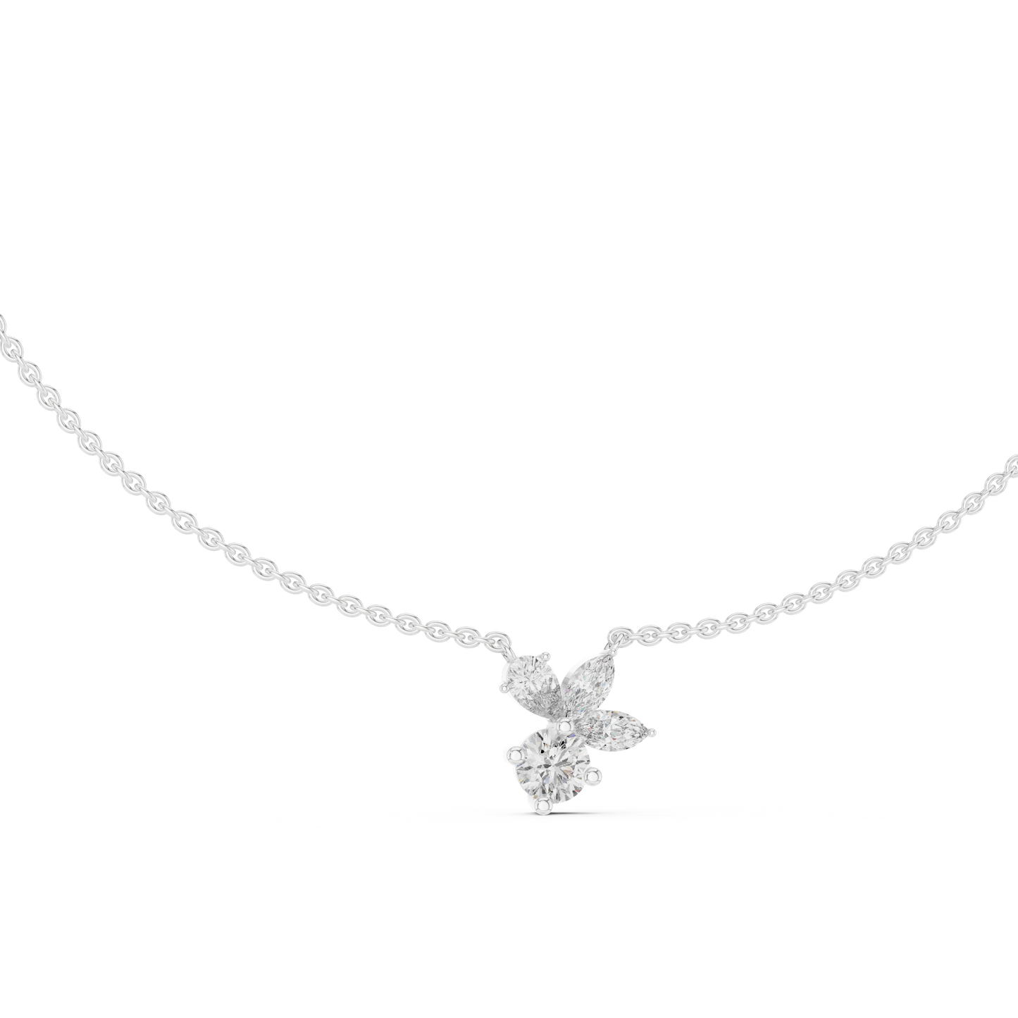 2.21 Carat Marquise ,Pear & Round Shape Lab Grown  Solitaire Vintage Four Stone Diamond Necklace For Party Wear Look - HIGHCARAT DIAMONDS