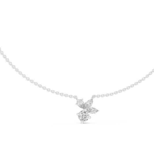 2.21 Carat Marquise ,Pear & Round Shape Lab Grown  Solitaire Vintage Four Stone Diamond Necklace For Party Wear Look - HIGHCARAT DIAMONDS