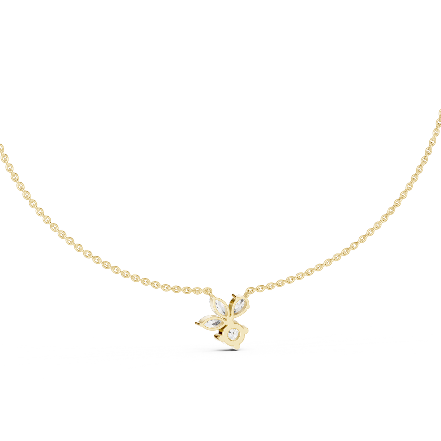 2.21 Carat Marquise ,Pear & Round Shape Lab Grown  Solitaire Vintage Four Stone Diamond Necklace For Party Wear Look - HIGHCARAT DIAMONDS