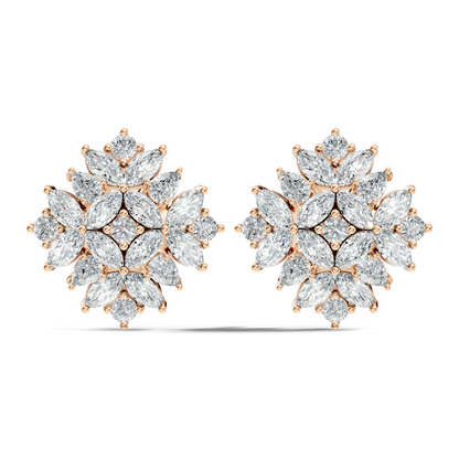 Stunning Vintage Diamond Studs Marquise & Round Cut Perfect Women's Gift - HIGHCARAT DIAMONDS
