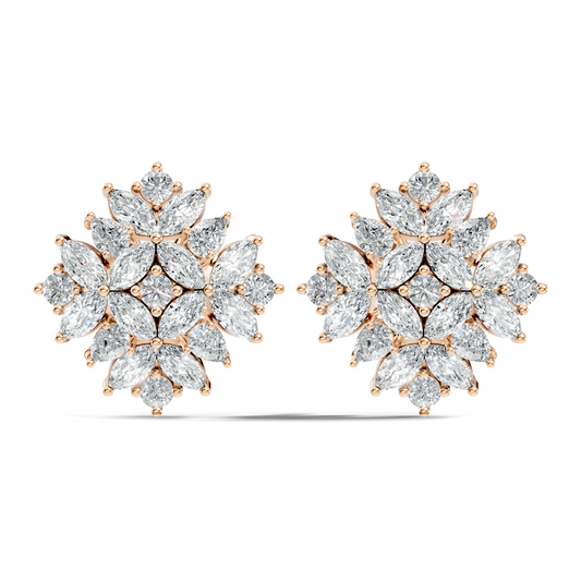 Stunning Vintage Diamond Studs Marquise & Round Cut Perfect Women's Gift - HIGHCARAT DIAMONDS