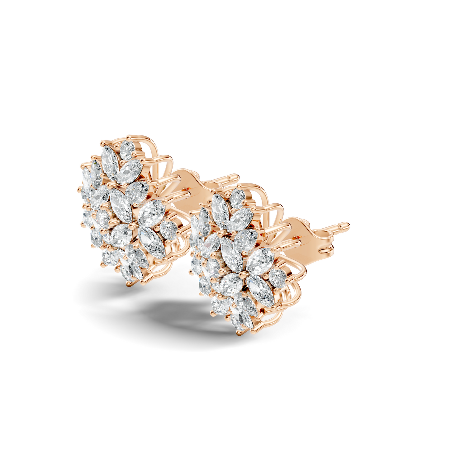Stunning Vintage Diamond Studs Marquise & Round Cut Perfect Women's Gift - HIGHCARAT DIAMONDS
