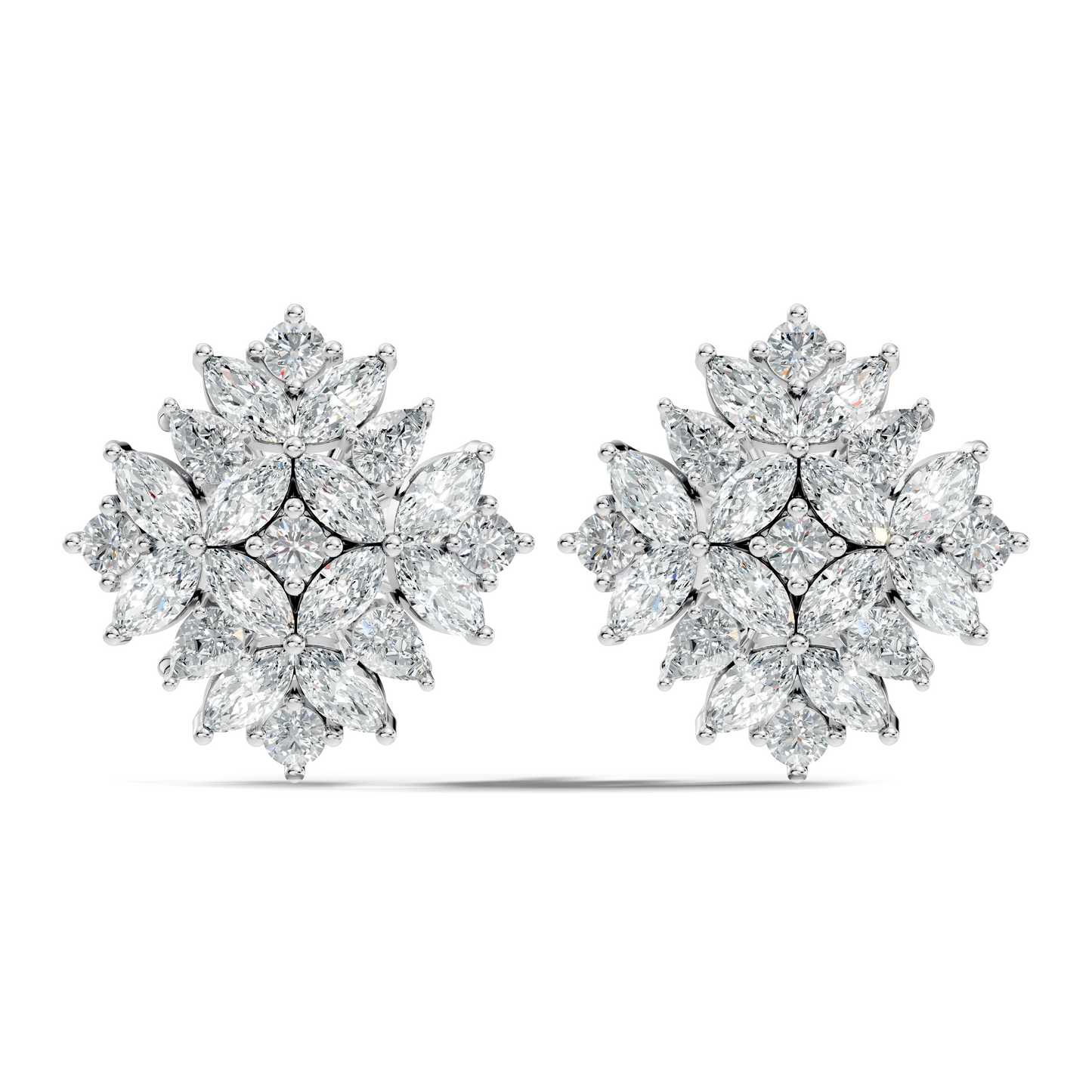 Stunning Vintage Diamond Studs Marquise & Round Cut Perfect Women's Gift - HIGHCARAT DIAMONDS