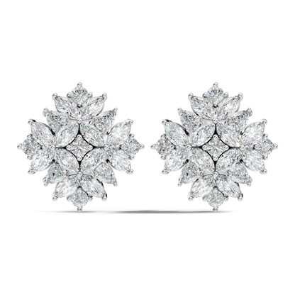Stunning Vintage Diamond Studs Marquise & Round Cut Perfect Women's Gift - HIGHCARAT DIAMONDS