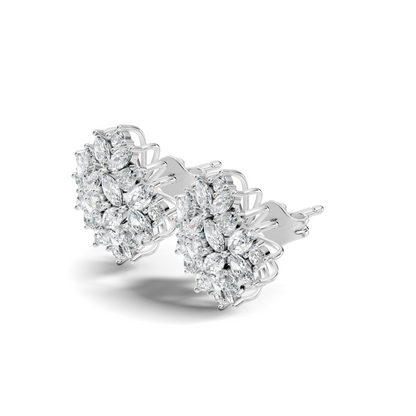 Stunning Vintage Diamond Studs Marquise & Round Cut Perfect Women's Gift - HIGHCARAT DIAMONDS