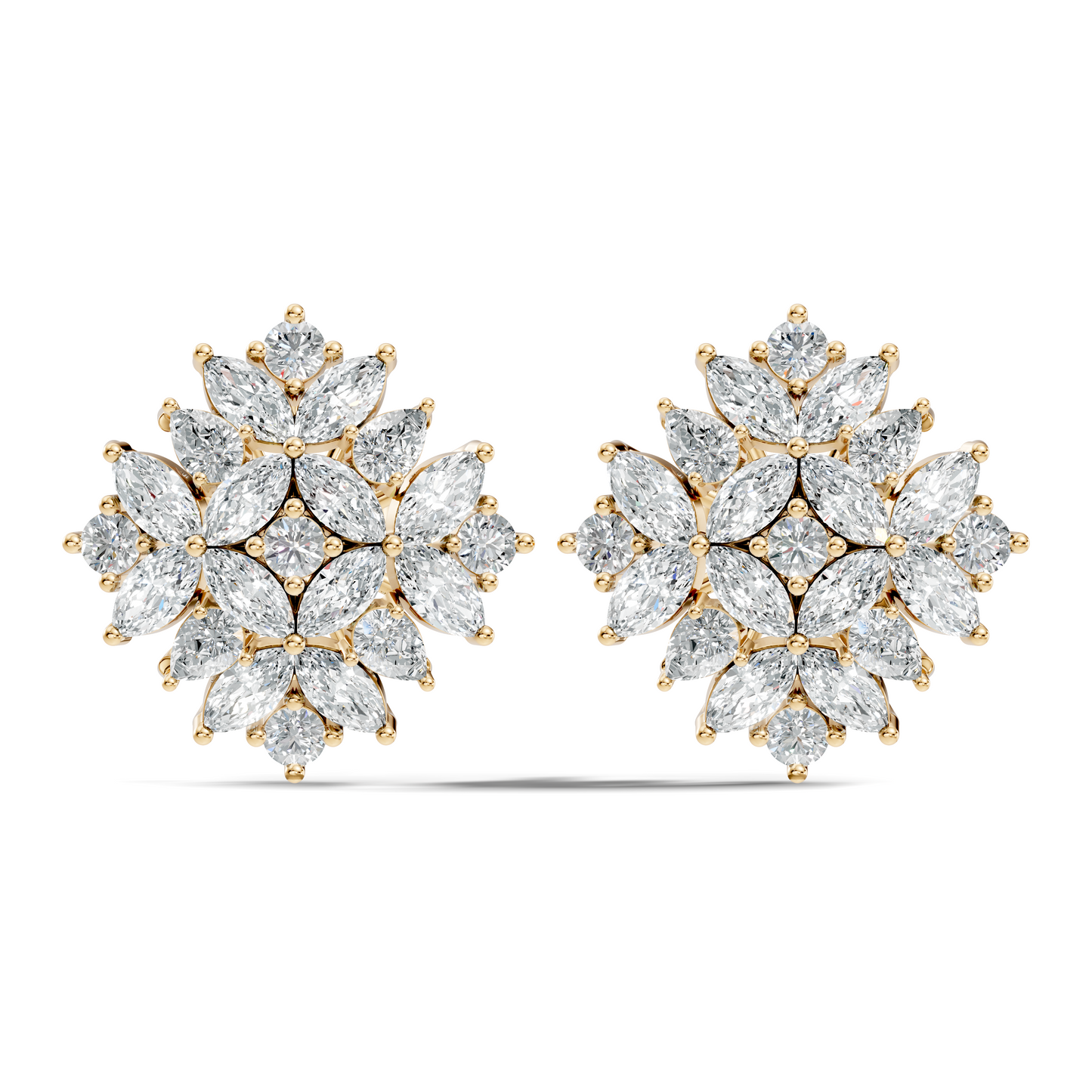 Stunning Vintage Diamond Studs Marquise & Round Cut Perfect Women's Gift - HIGHCARAT DIAMONDS