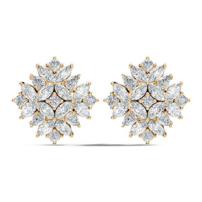 Stunning Vintage Diamond Studs Marquise & Round Cut Perfect Women's Gift - HIGHCARAT DIAMONDS