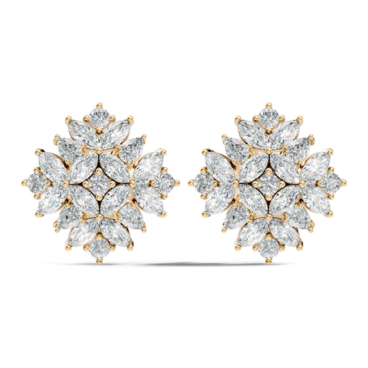 Stunning Vintage Diamond Studs Marquise & Round Cut Perfect Women's Gift - HIGHCARAT DIAMONDS