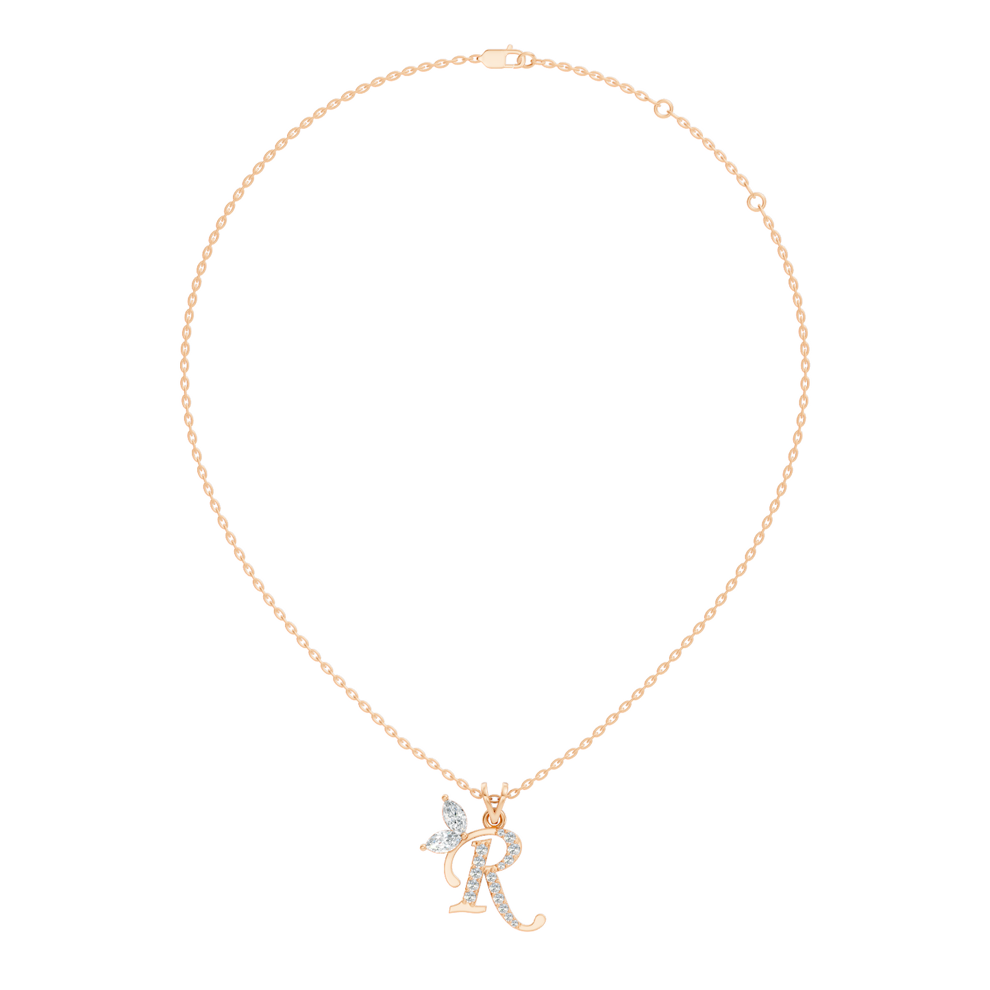 Handcrafted Elegant Diamond Letter Necklace In 14K Solid White Gold Pendant For Her - HIGHCARAT DIAMONDS