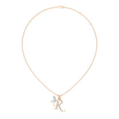Handcrafted Elegant Diamond Letter Necklace In 14K Solid White Gold Pendant For Her - HIGHCARAT DIAMONDS