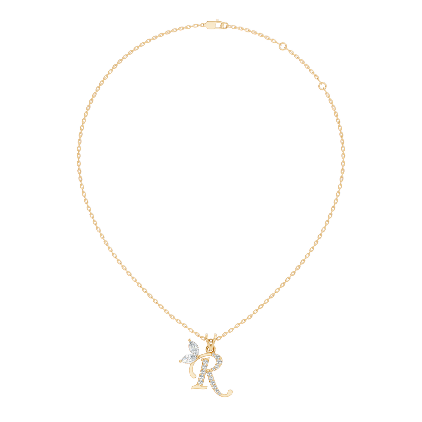 Handcrafted Elegant Diamond Letter Necklace In 14K Solid White Gold Pendant For Her - HIGHCARAT DIAMONDS