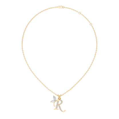 Handcrafted Elegant Diamond Letter Necklace In 14K Solid White Gold Pendant For Her - HIGHCARAT DIAMONDS