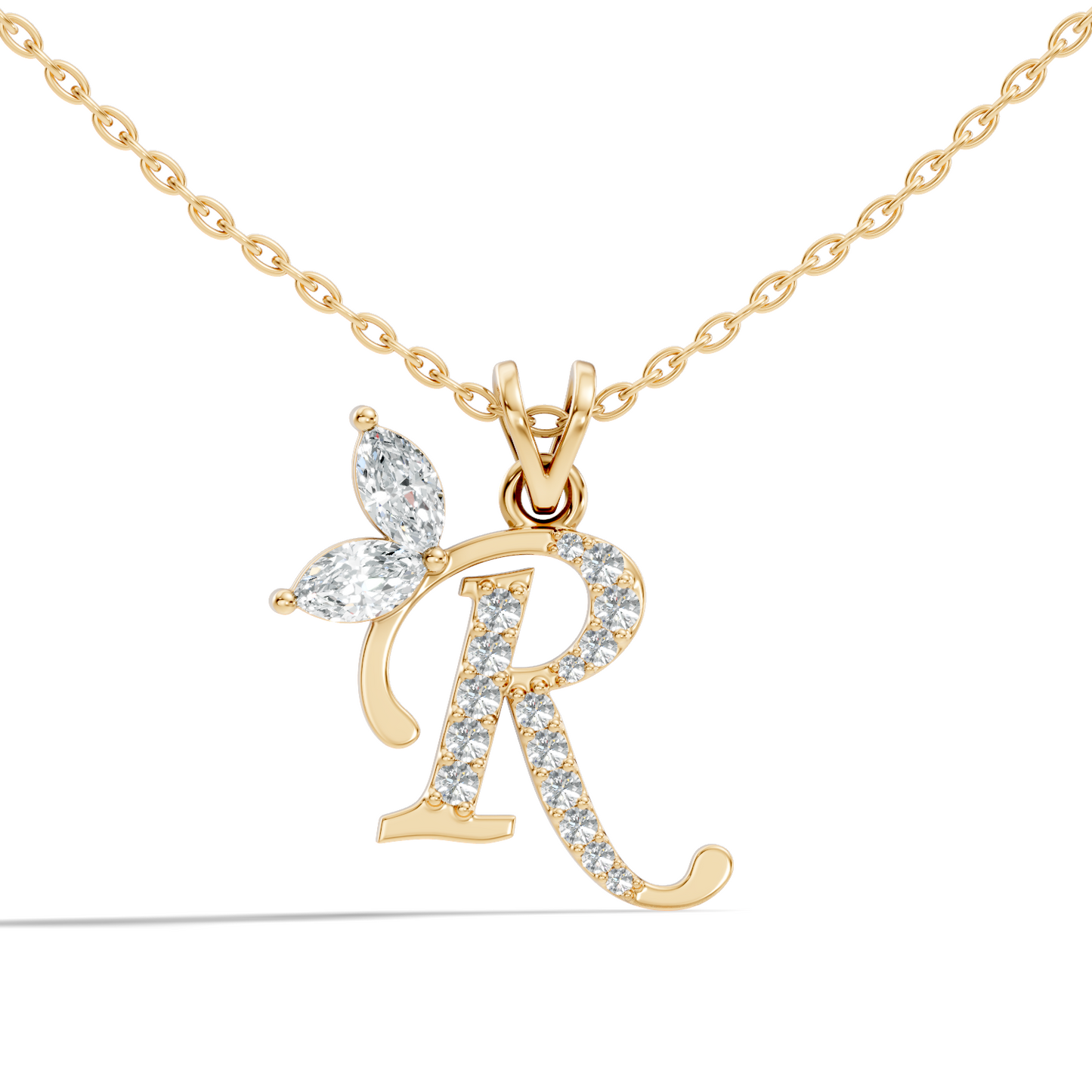 Handcrafted Elegant Diamond Letter Necklace In 14K Solid White Gold Pendant For Her - HIGHCARAT DIAMONDS
