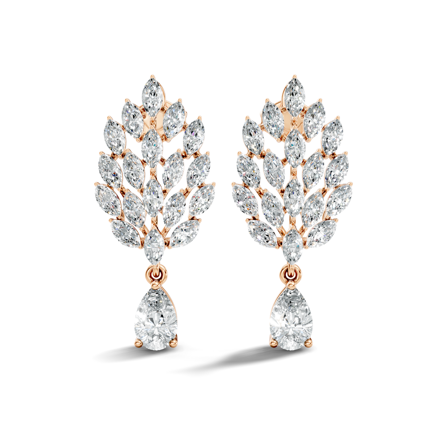 Marquise & Pear Shape 4.80 Ct 18k Solid Gold Sparkling Shinny  Vintage Style Party Wear Diamond Earrings - HIGHCARAT DIAMONDS