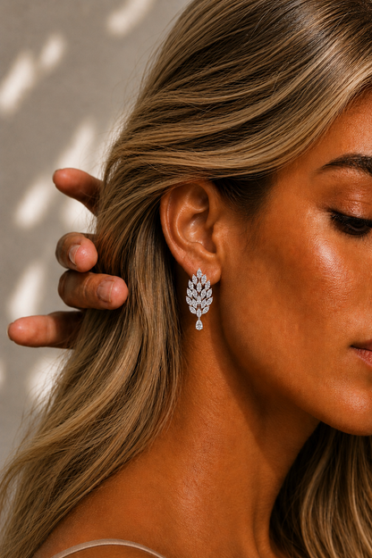Marquise and pear Lab Grown Diamond Handcrafted Drop Earring - HIGHCARAT DIAMONDS