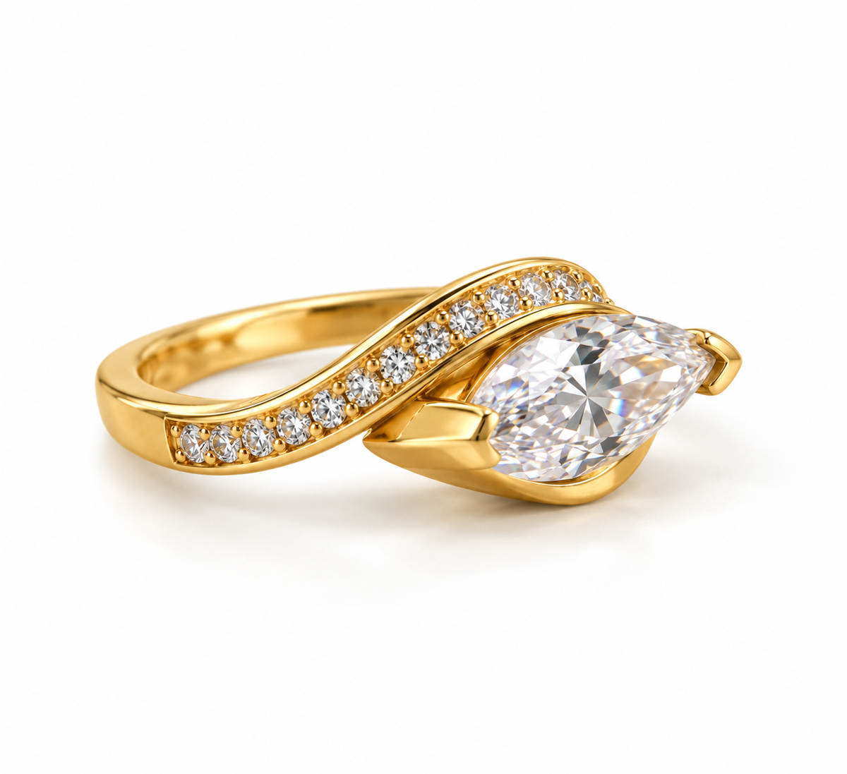 1.65 Ct Marquise Cut Lab Grown Diamond Bypass Ring