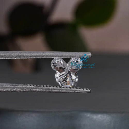 Mickey Mouse Shape Lab-Grown Diamond  Unique Cartoon Cut Stone For Cute Fine Jewelry