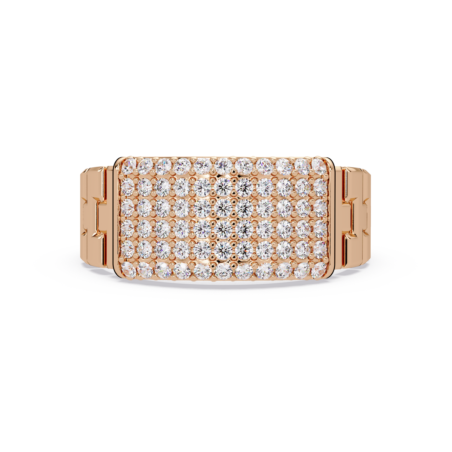 Micro Pave Lab Grown Diamond Block Ring - HIGHCARAT DIAMONDS