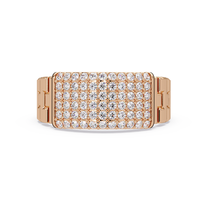 Micro Pave Lab Grown Diamond Block Ring - HIGHCARAT DIAMONDS