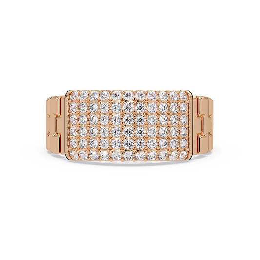 Micro Pave Lab Grown Diamond Block Ring - HIGHCARAT DIAMONDS