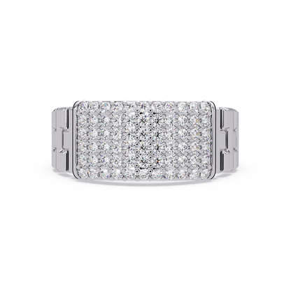Micro Pave Lab Grown Diamond Block Ring - HIGHCARAT DIAMONDS