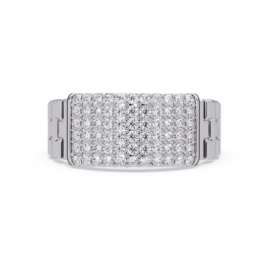 Micro Pave Lab Grown Diamond Block Ring - HIGHCARAT DIAMONDS