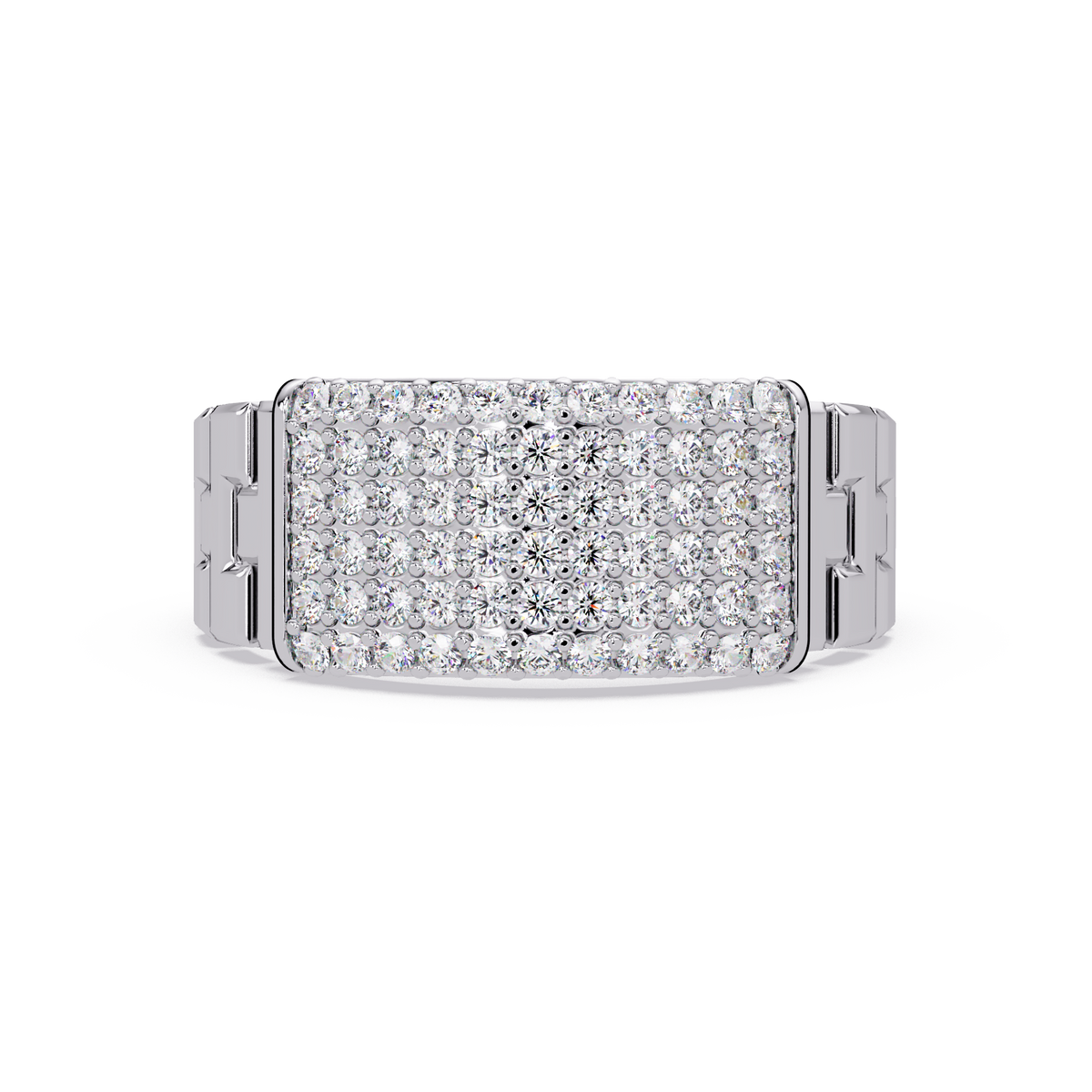 Micro Pave Lab Grown Diamond Block Ring - HIGHCARAT DIAMONDS