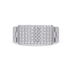 Micro Pave Lab Grown Diamond Block Ring - HIGHCARAT DIAMONDS