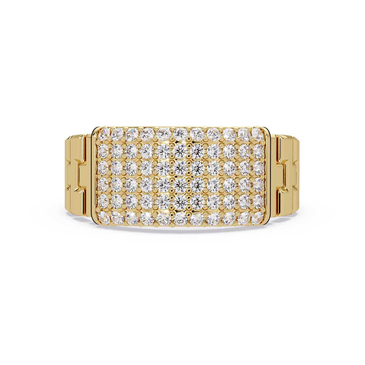 Micro Pave Lab Grown Diamond Block Ring - HIGHCARAT DIAMONDS