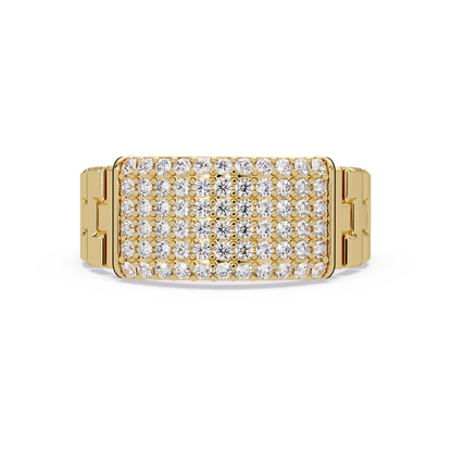 Micro Pave Lab Grown Diamond Block Ring - HIGHCARAT DIAMONDS