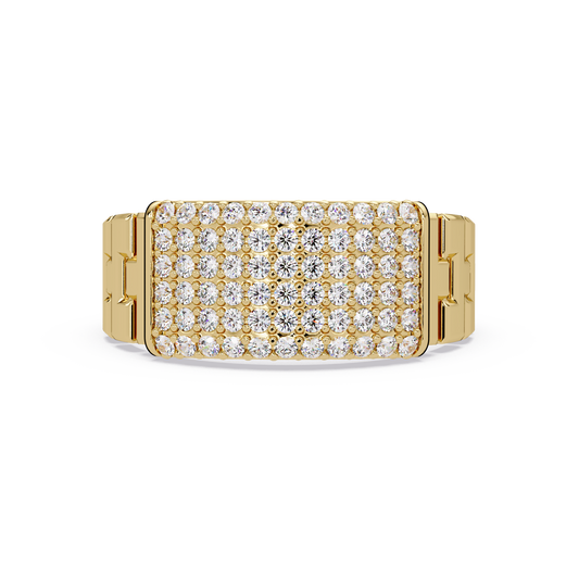 Micro Pave Lab Grown Diamond Block Ring - HIGHCARAT DIAMONDS