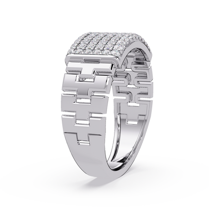 Micro Pave Lab Grown Diamond Block Ring - HIGHCARAT DIAMONDS