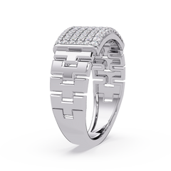 Micro Pave Lab Grown Diamond Block Ring - HIGHCARAT DIAMONDS