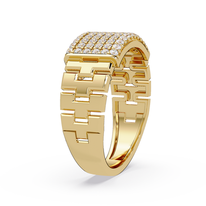 Micro Pave Lab Grown Diamond Block Ring - HIGHCARAT DIAMONDS