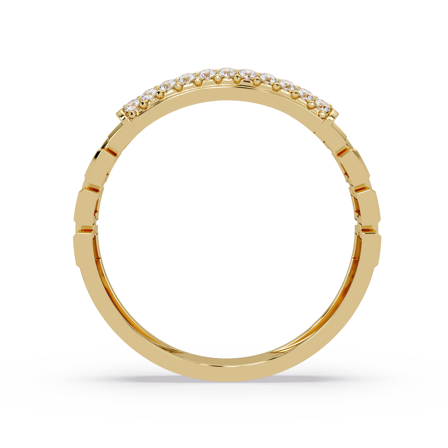 Micro Pave Lab Grown Diamond Block Ring - HIGHCARAT DIAMONDS