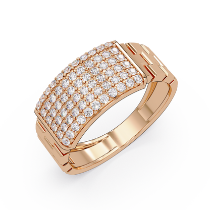 Micro Pave Lab Grown Diamond Block Ring - HIGHCARAT DIAMONDS