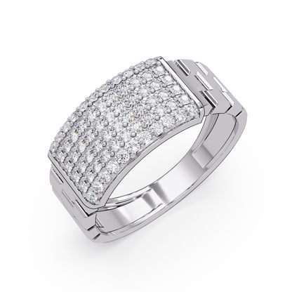 Micro Pave Lab Grown Diamond Block Ring - HIGHCARAT DIAMONDS
