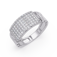 Micro Pave Lab Grown Diamond Block Ring - HIGHCARAT DIAMONDS