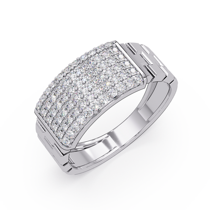 Micro Pave Lab Grown Diamond Block Ring - HIGHCARAT DIAMONDS