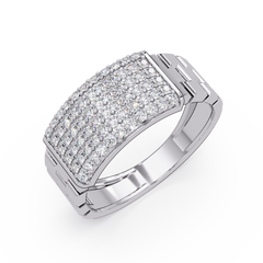 Micro Pave Lab Grown Diamond Block Ring - HIGHCARAT DIAMONDS