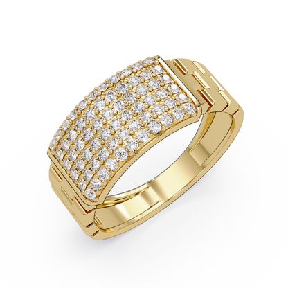 Micro Pave Lab Grown Diamond Block Ring - HIGHCARAT DIAMONDS
