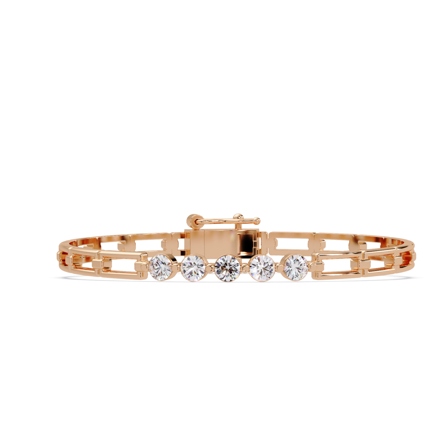 Minimal Five Stone Lab Grown Diamond Link Bracelet - HIGHCARAT DIAMONDS