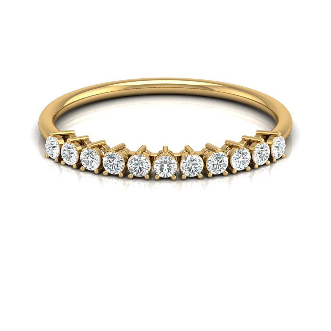 Minimalist 0.30 CT Round-Cut Labgrown Diamond Half Eternity Band Ring for Stacking - HIGHCARAT DIAMONDS