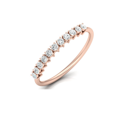 Minimalist 0.30 CT Round-Cut Labgrown Diamond Half Eternity Band Ring for Stacking - HIGHCARAT DIAMONDS