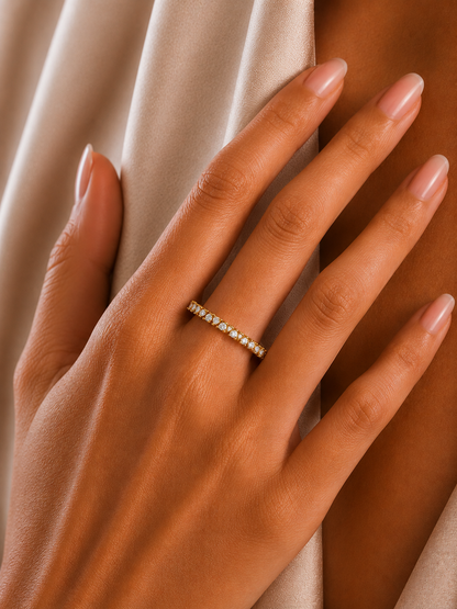 Minimalist 0.30 CT Round-Cut Labgrown Diamond Half Eternity Band Ring for Stacking - HIGHCARAT DIAMONDS